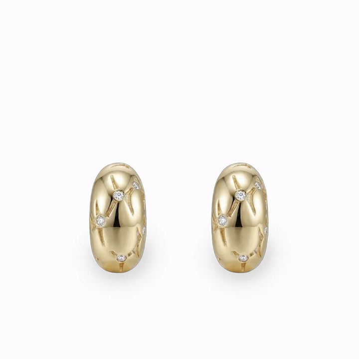 Earrings - Cubic Zirconia - Gold - Chunky Hoops