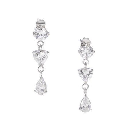 Earrings - Elegant Clear Crystal and Silver Drop