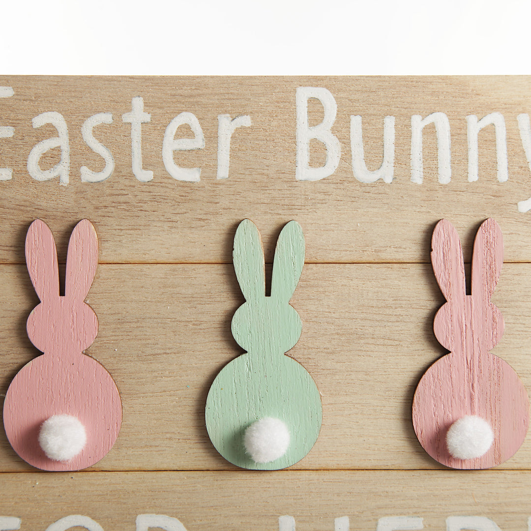 Easter Bunny Stop Here Hanging Plaque