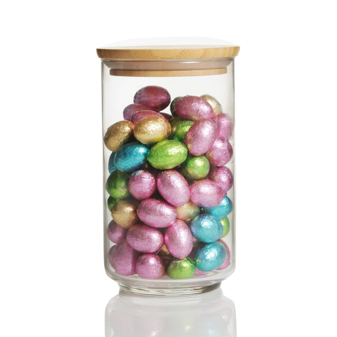 Personalised Easter Treat Jar with Wooden Lid - Bunny Wreath