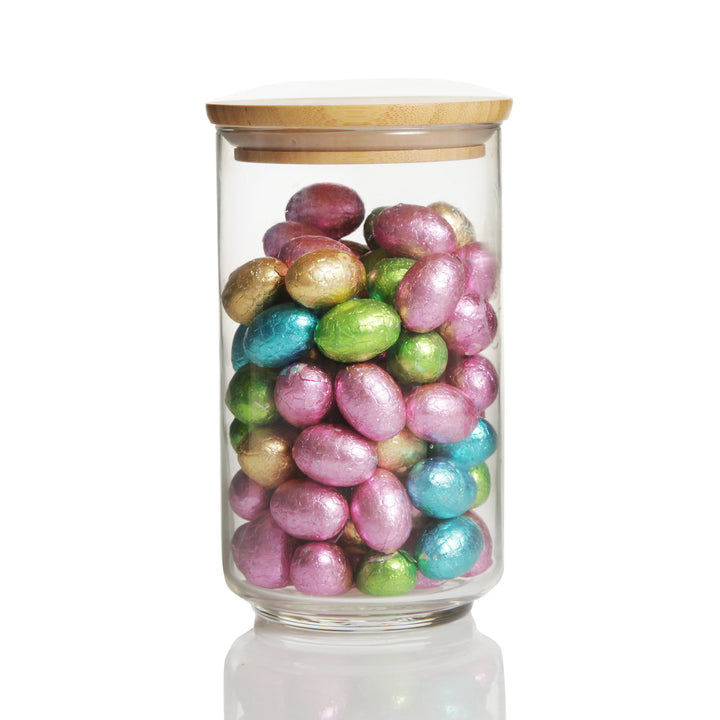 Personalised Easter Treat Jar with Wooden Lid - Hiding Bunny