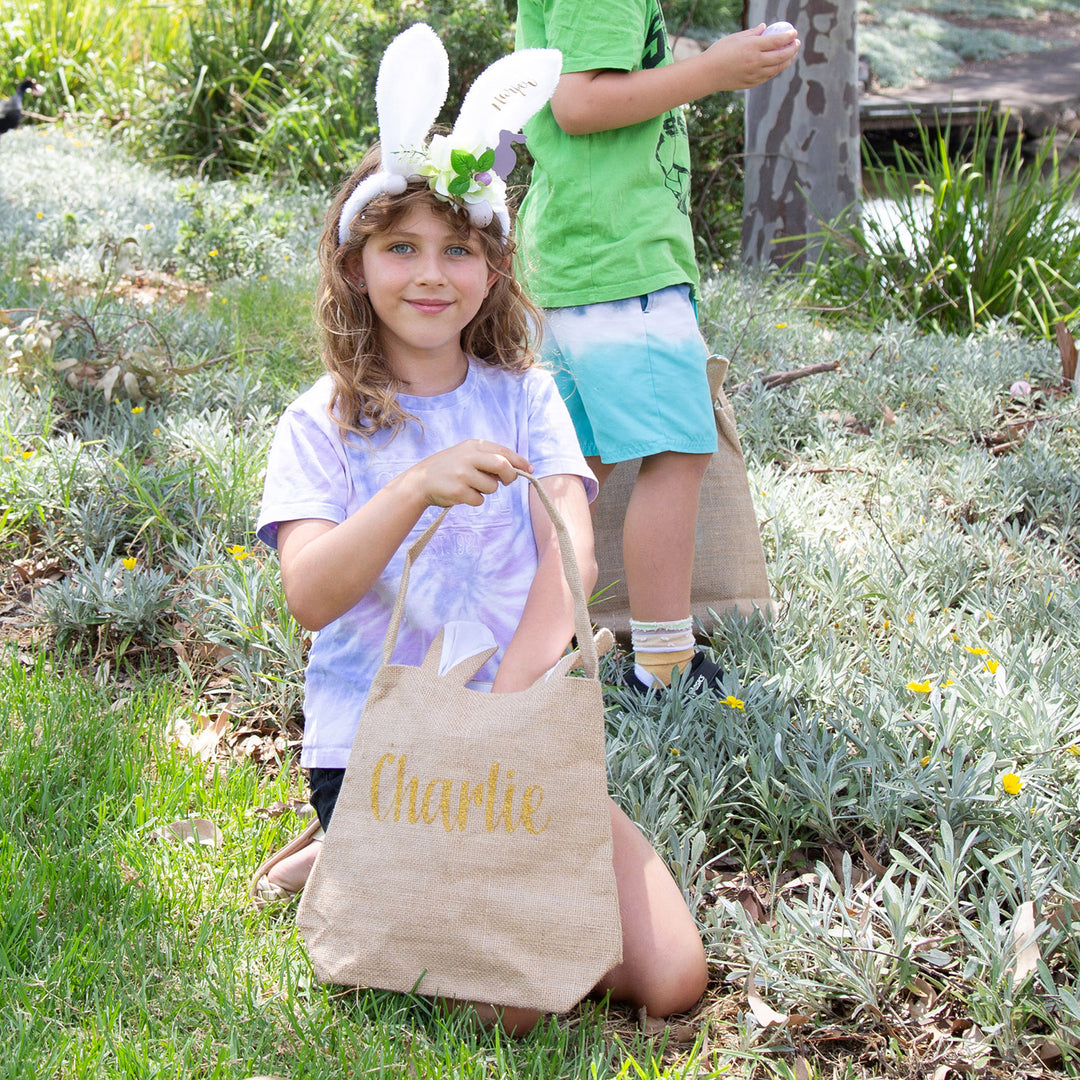 Personalised White Fluffy Bunny Ears Easter Headband