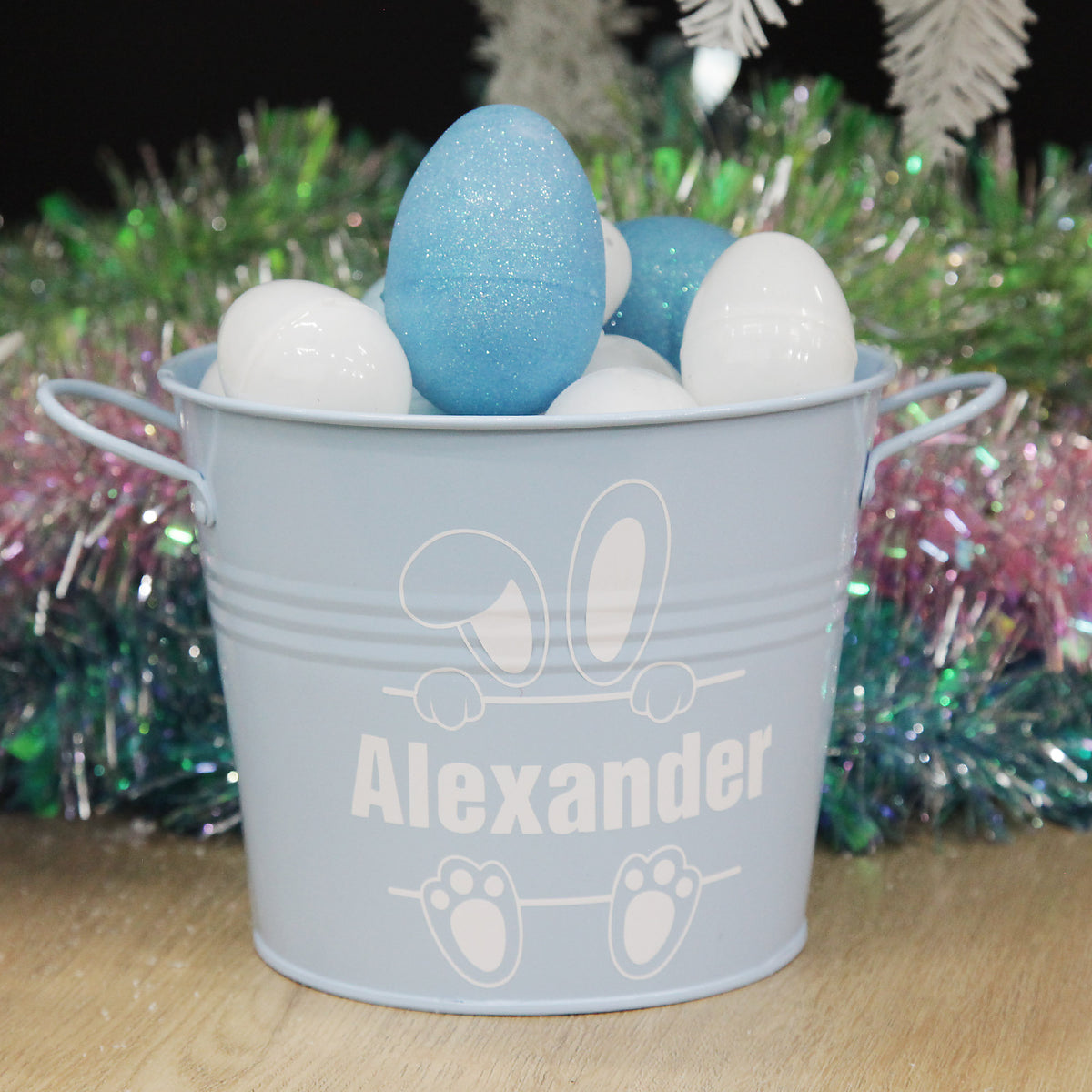 Personalised Easter Hamper Bucket - Hiding Bunny