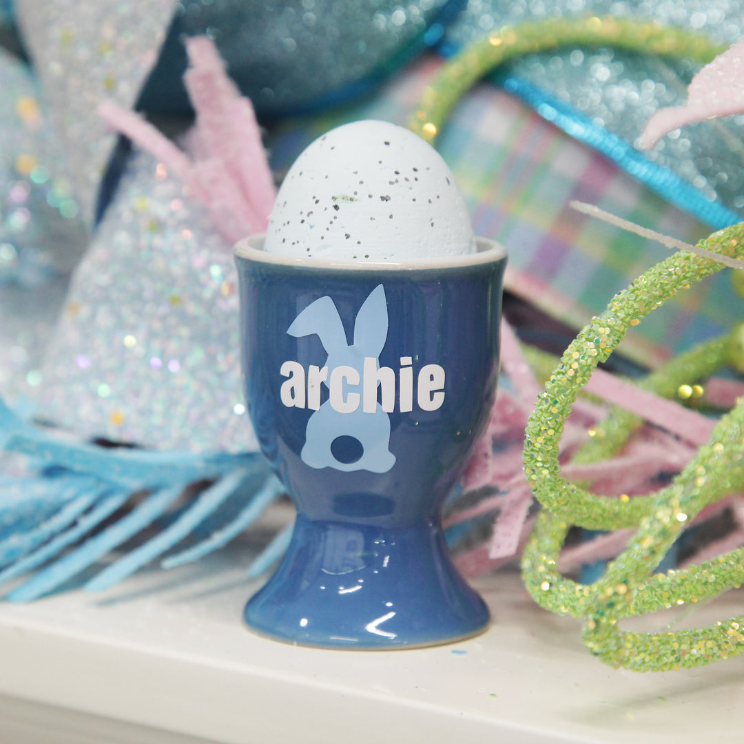 Personalised Blue Ceramic Easter Egg Cup