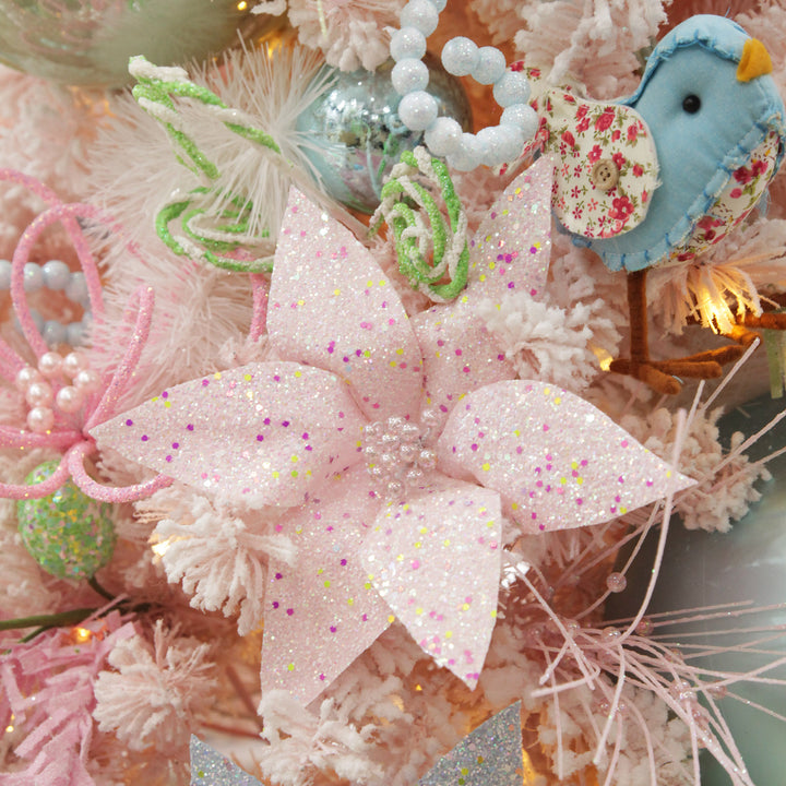 Pink Glitter Flower Pick