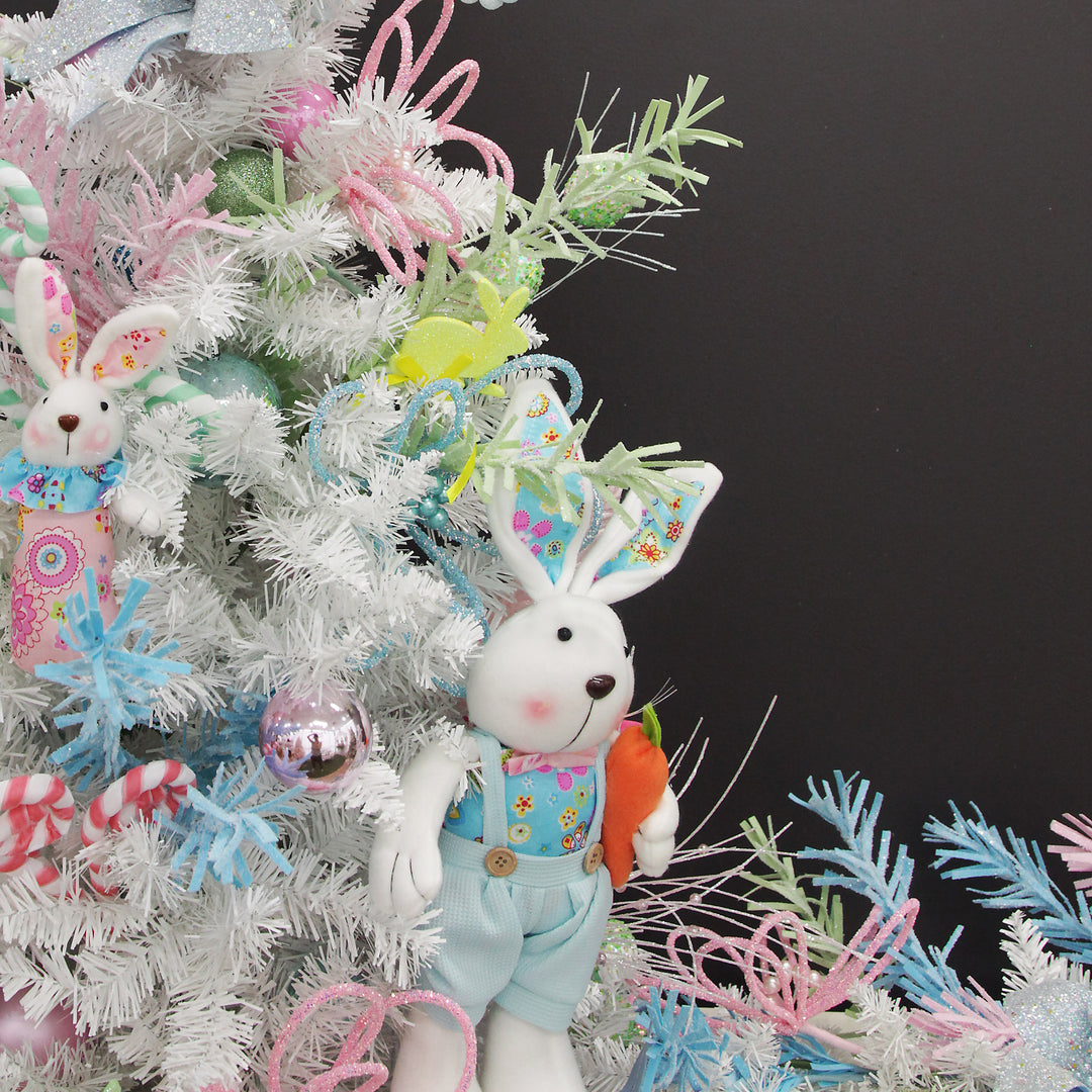 Standing Bright Plush Bunny Blue