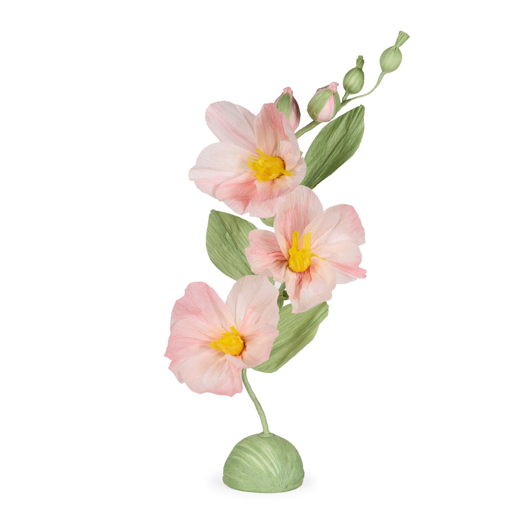 Pink Hollyhock Flower Display 90cm(H)