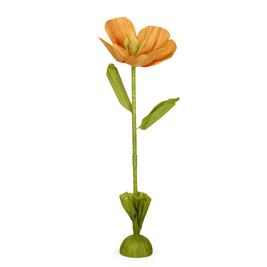Large Single Fabric Orange Poppy Flower 130cm(H)