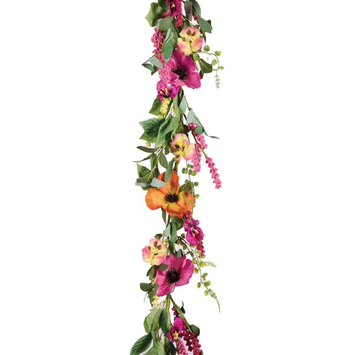 Poppies and Pansies Flower Garland - Bright Pink and Orange 150cm(L)