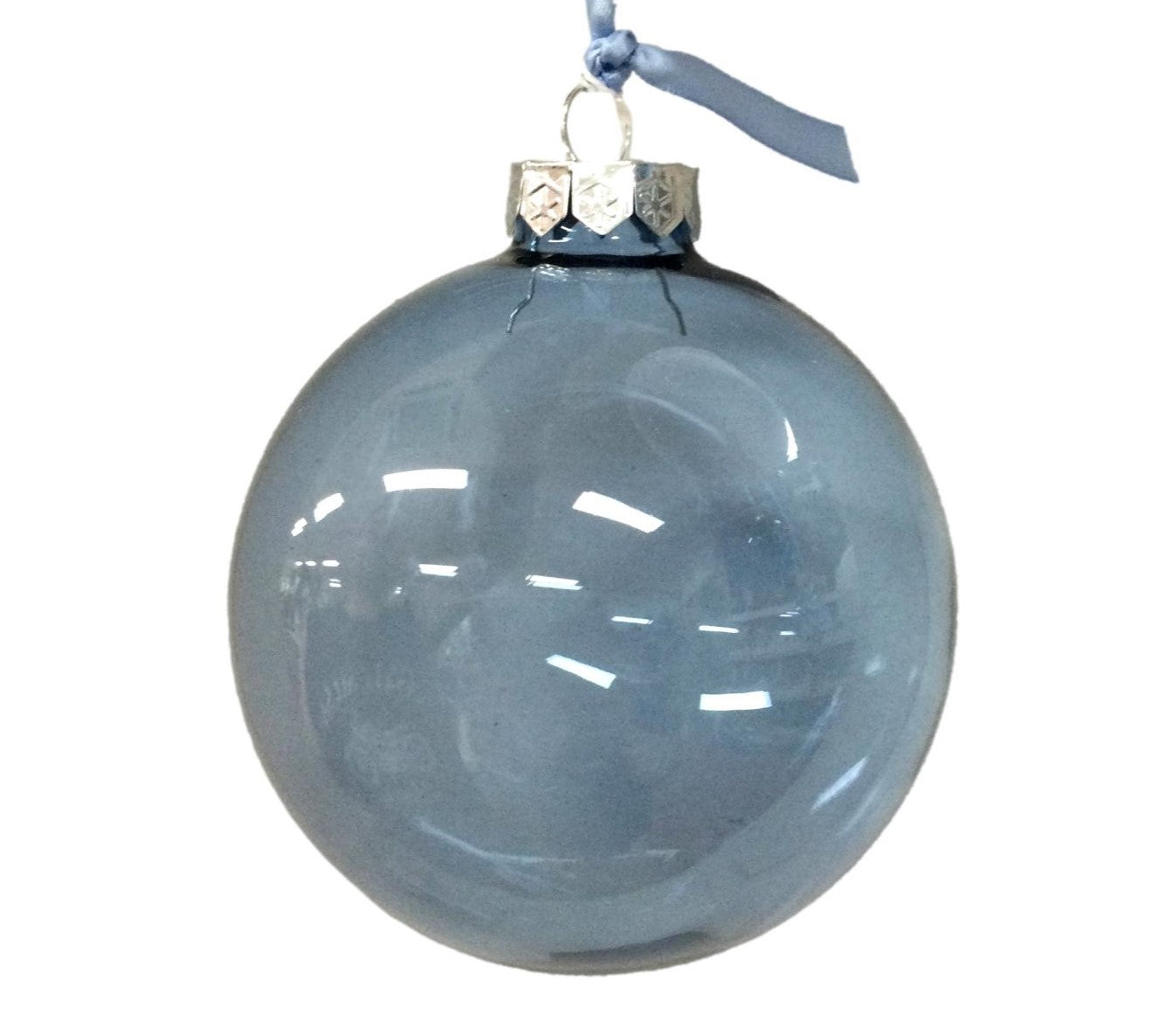 Elegant Blue Glass 10cm Bauble Collection - Set of 4