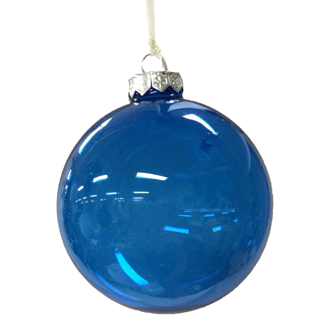 Elegant Blue Glass 10cm Bauble Collection - Set of 4