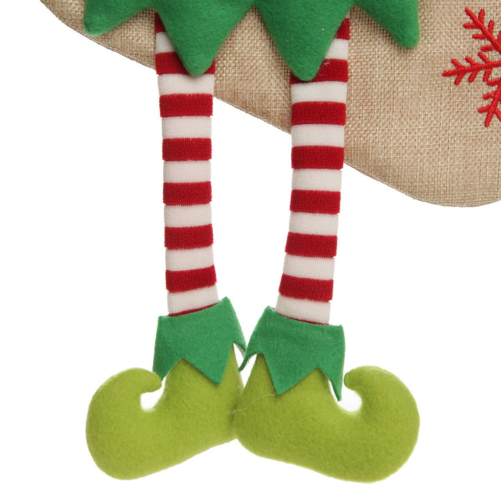 Personalised Boy Elf Christmas Stocking with Dangly Legs