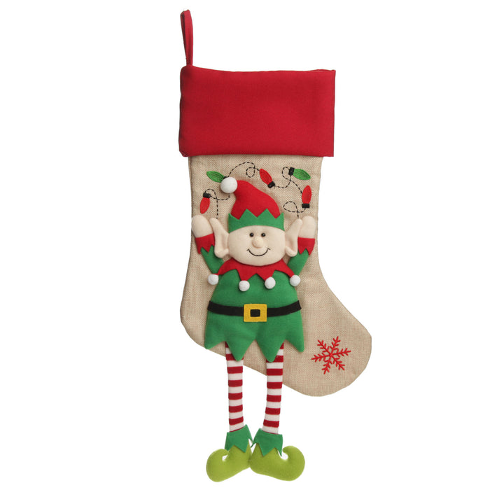 Personalised Boy Elf Christmas Stocking with Dangly Legs