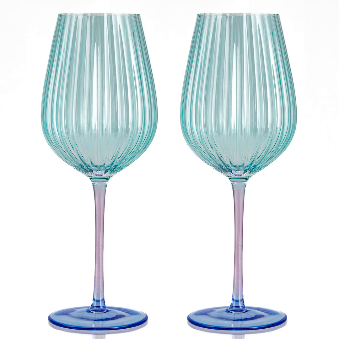 Ellie Ombre Wine Glass - Aqua and Blue