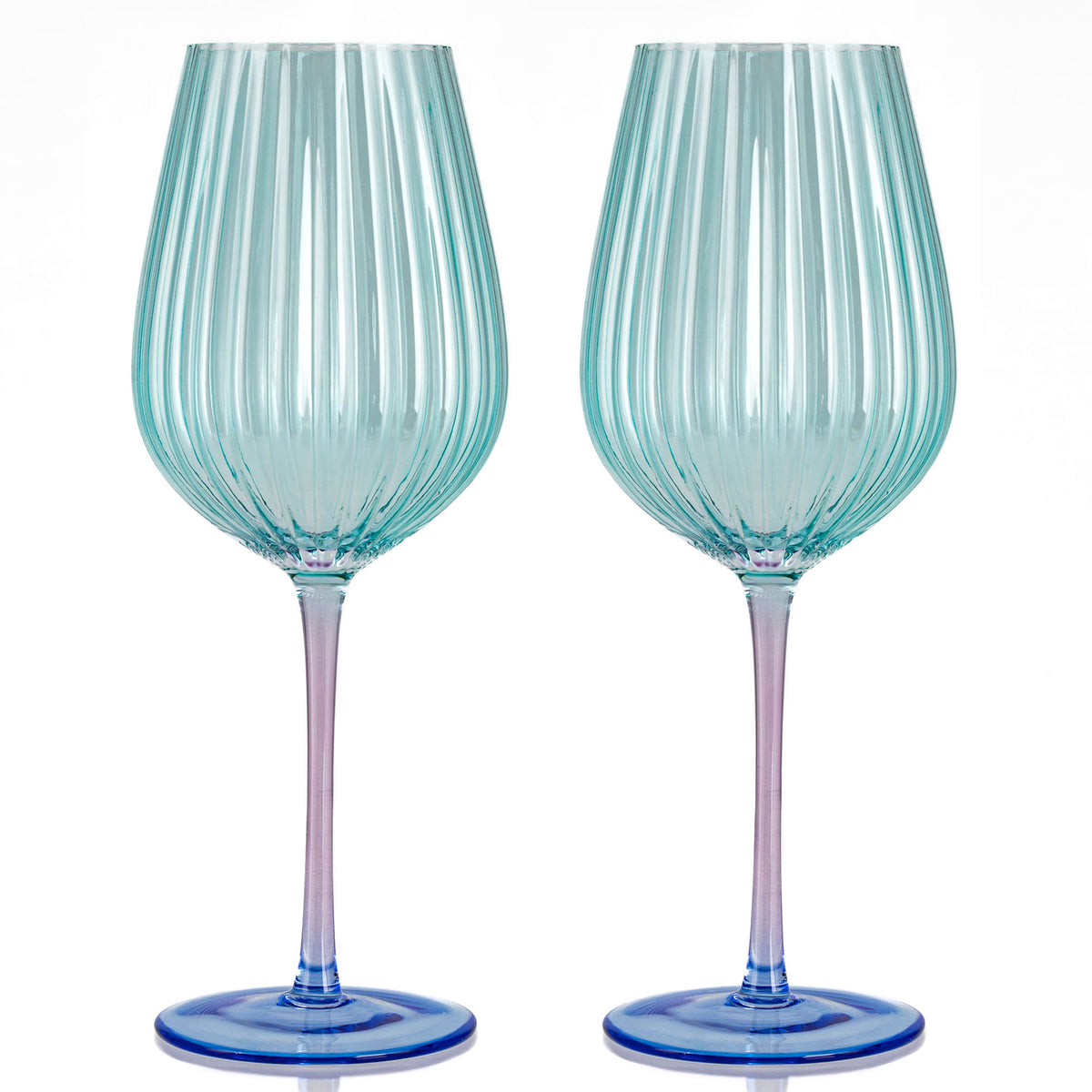 Ellie Ombre Wine Glass - Aqua and Blue