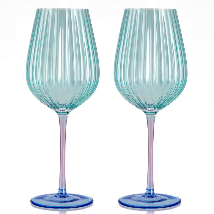 Ellie Ombre Wine Glass - Aqua and Blue