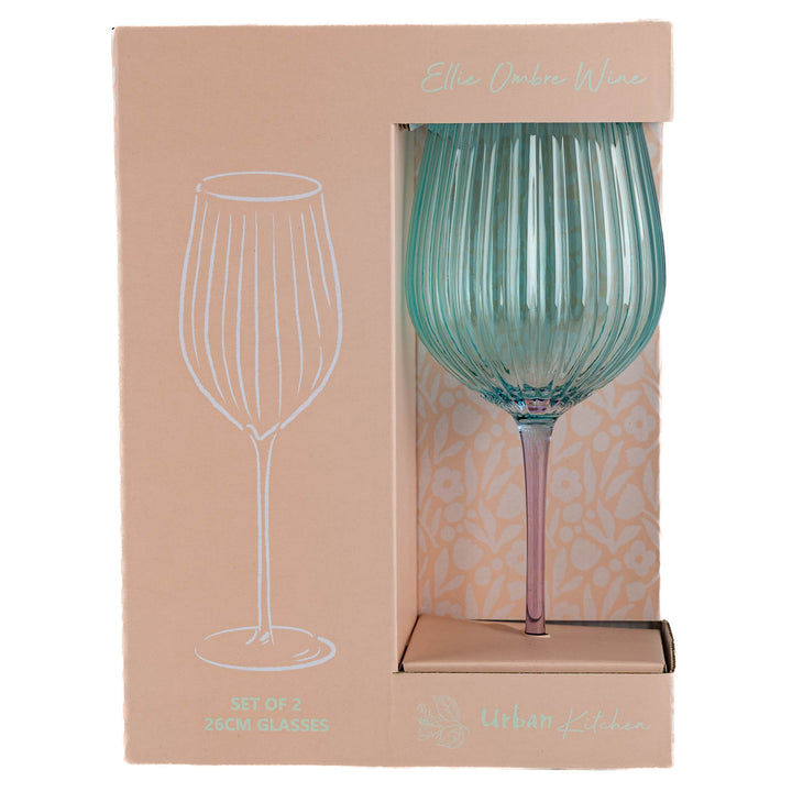 Ellie Ombre Wine Glass - Aqua and Blue