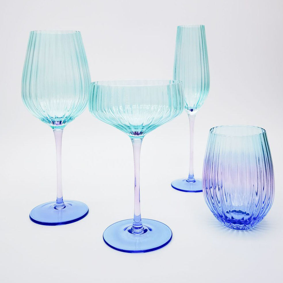 Ellie Ombre Wine Glass - Aqua and Blue
