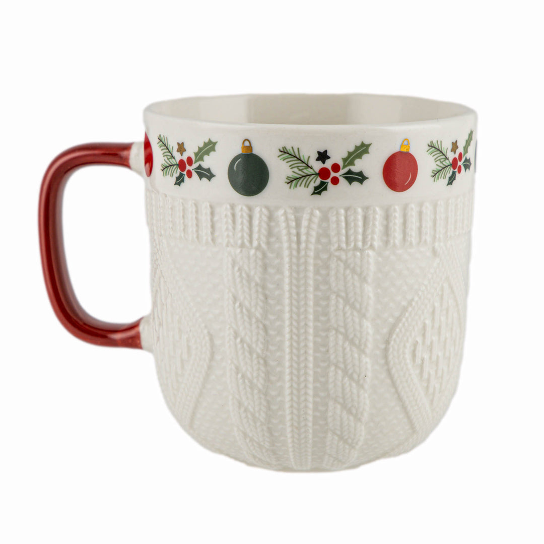 Embossed Christmas Sweater Mug - Bauble