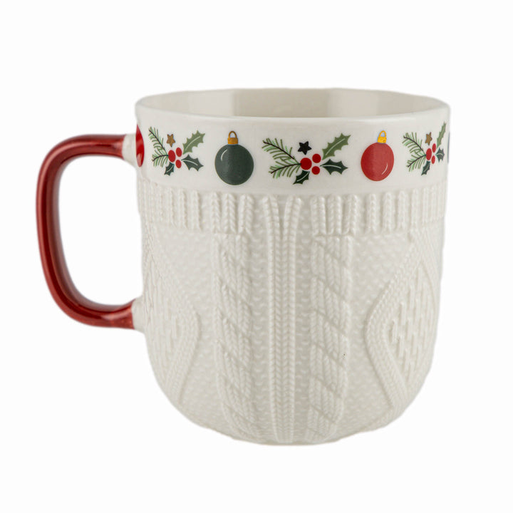 Embossed Christmas Sweater Mug - Bauble