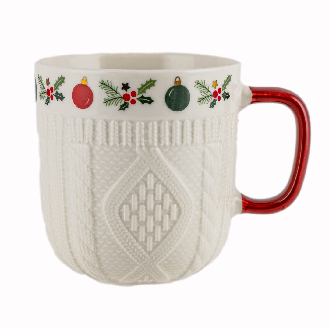 Embossed Christmas Sweater Mug - Bauble