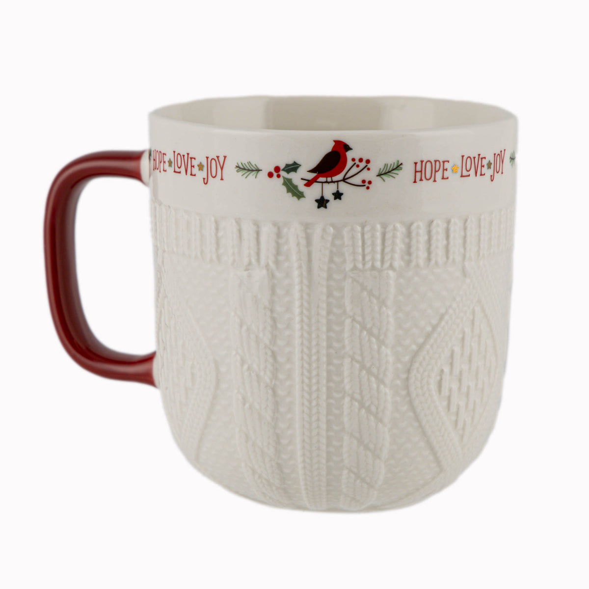 Embossed Christmas Sweater Mug - Cardinal Bird