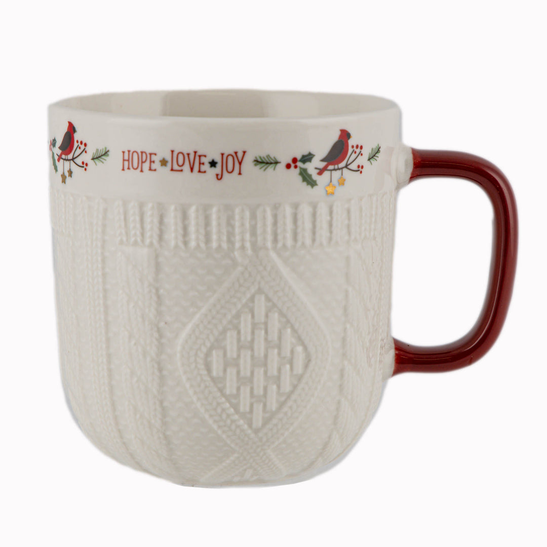 Embossed Christmas Sweater Mug - Cardinal Bird