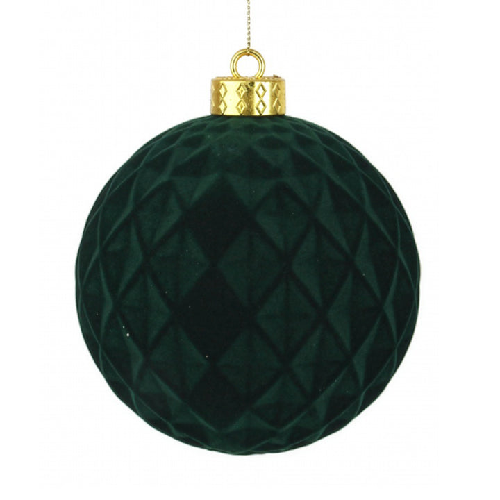 Emerald Green Flocked Bauble - Tree Decoration -12cm