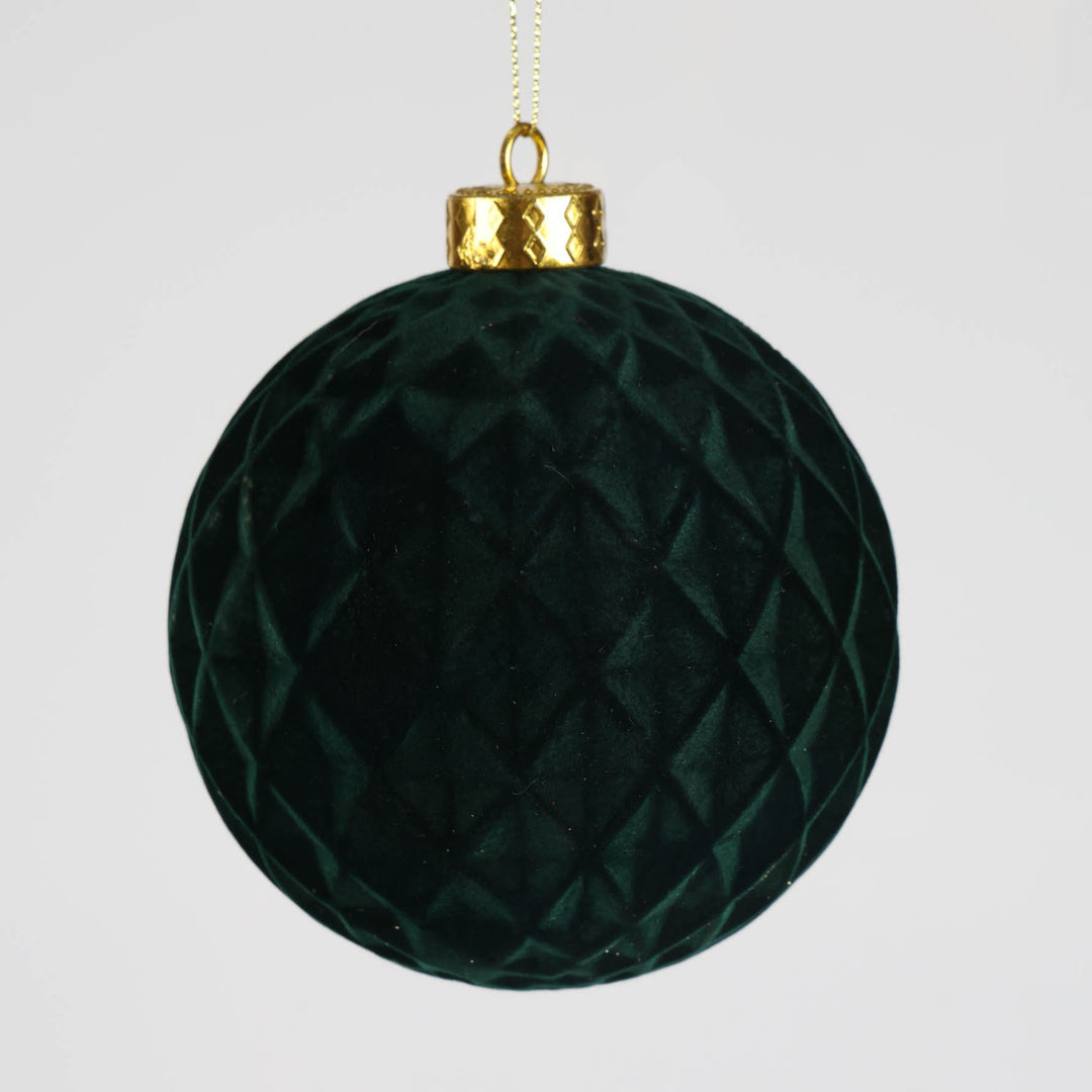 Emerald Green Flocked Bauble - Tree Decoration -12cm