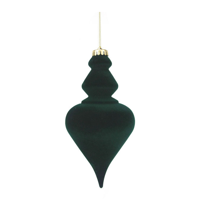 Burgundy Flocked Finial - Tree Decoration - 20cm