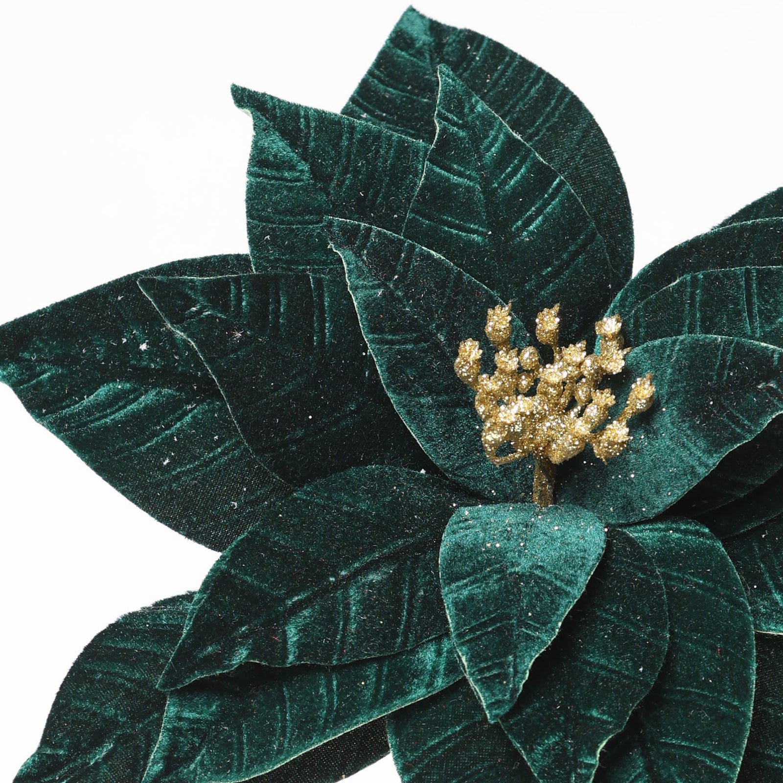 Large Dark Green Velvet Flower Stem With Gold Centre