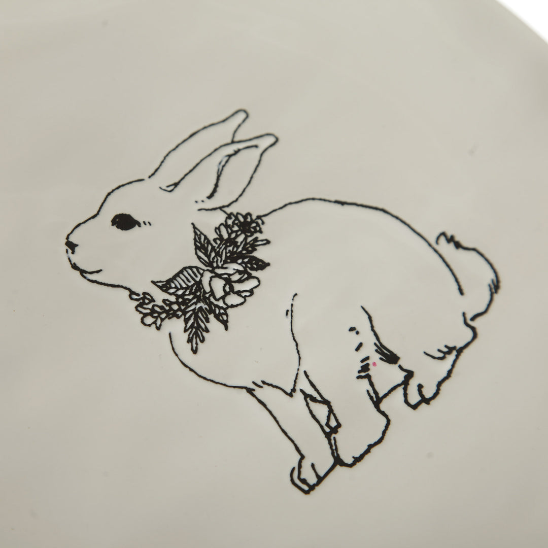 Engraved Large White Rabbit Easter Plate 