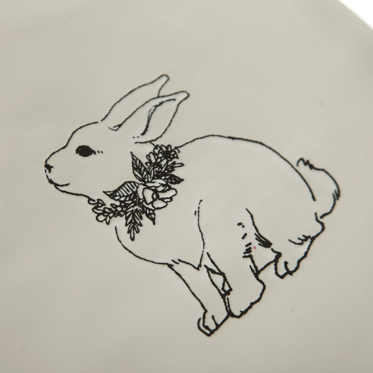 Engraved Large White Rabbit Easter Plate 