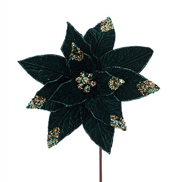 Evergreen Velvet Luxe Poinsettia Stem -28cm