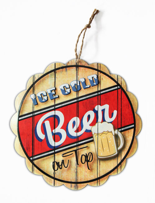 Bottle Top Shape -Metal Sign with Rope - 30cmx30cm