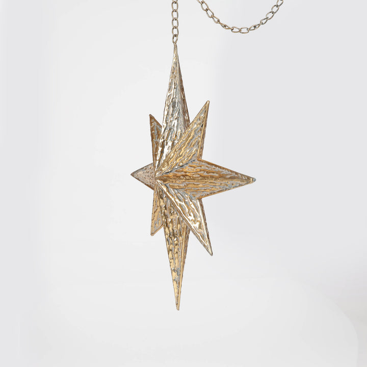 Extra Large Hanging Metal Star Ornament - Antique Gold 62.5cm(h)