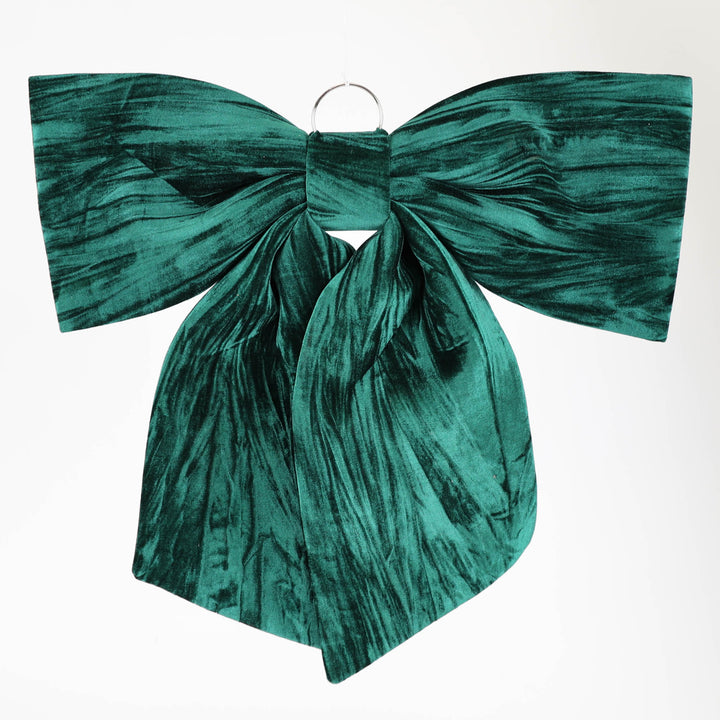 Extra Large Padded Emerald Velvet Bow - 67cm (D)