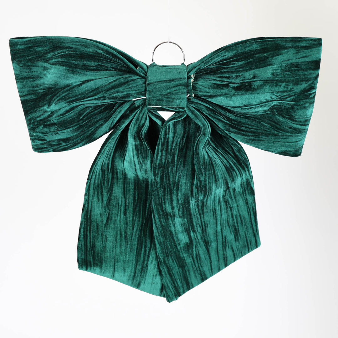 Extra Large Padded Emerald Velvet Bow - 67cm (D)