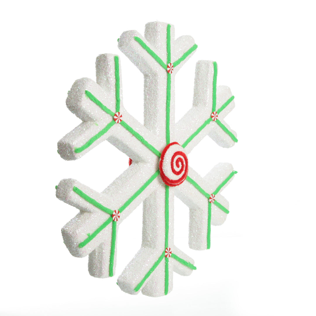 Extra Large White Snowflake with Mint Green Lolly Trim