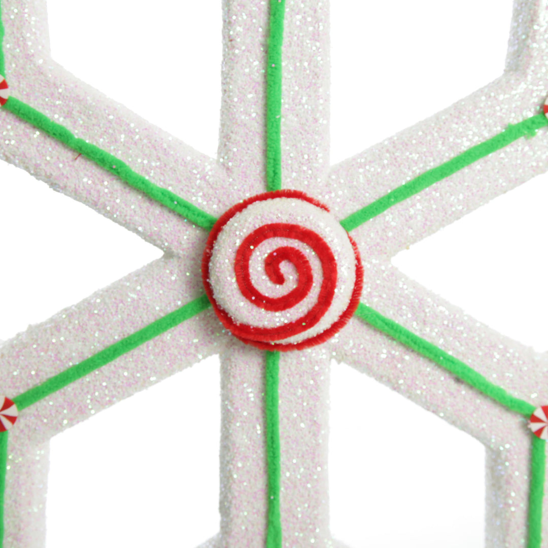 Extra Large White Snowflake with Mint Green Lolly Trim