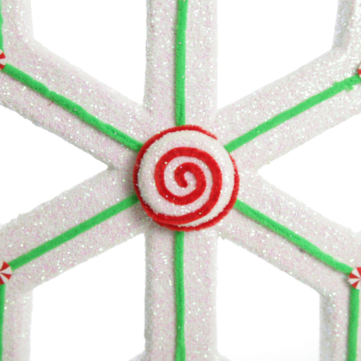 Extra Large White Snowflake with Mint Green Lolly Trim