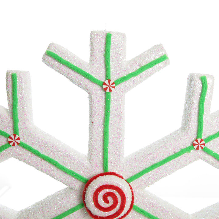 Extra Large White Snowflake with Mint Green Lolly Trim