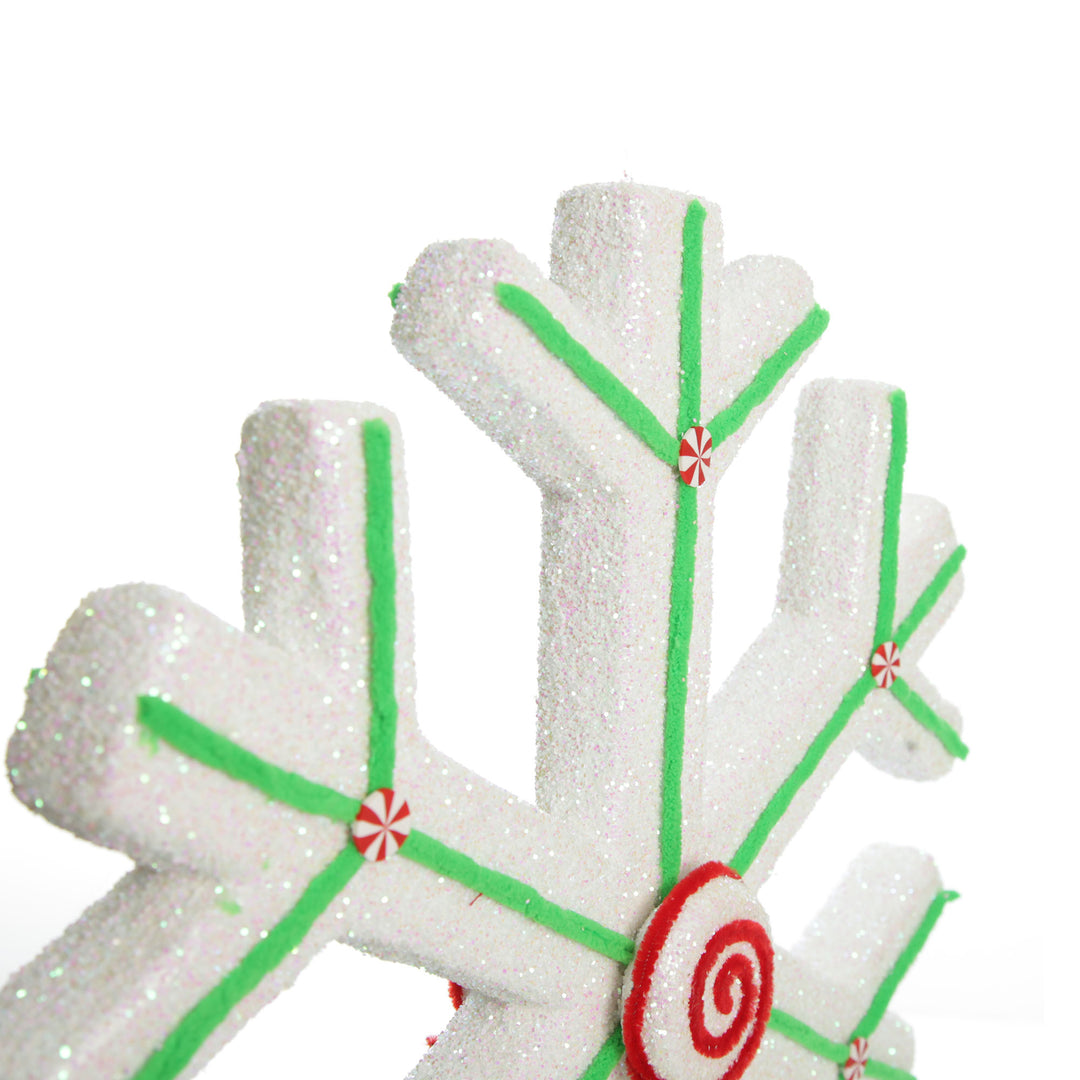 Extra Large White Snowflake with Mint Green Lolly Trim