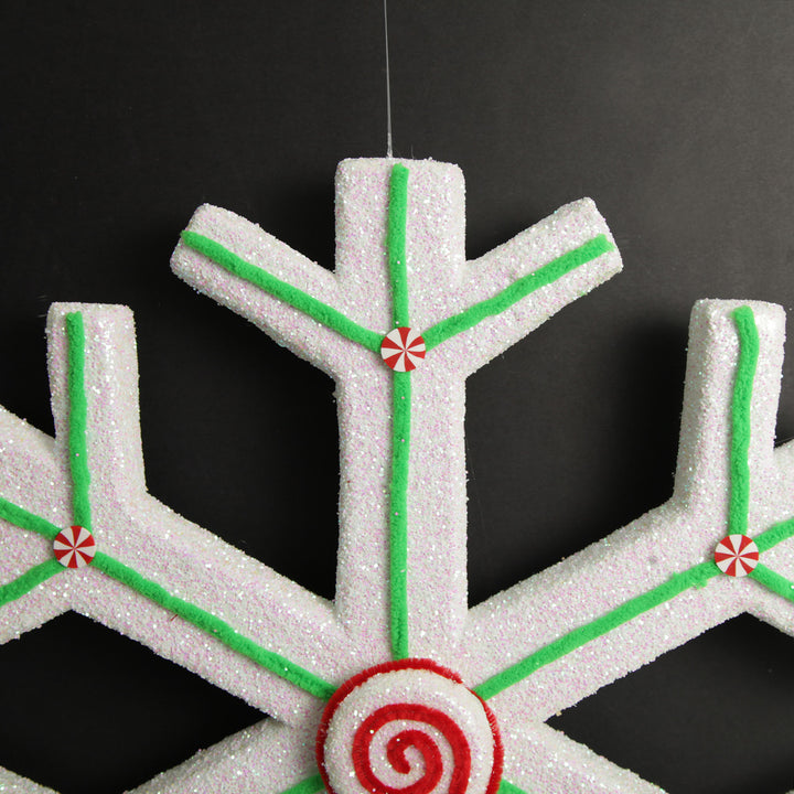 Extra Large White Snowflake with Mint Green Lolly Trim