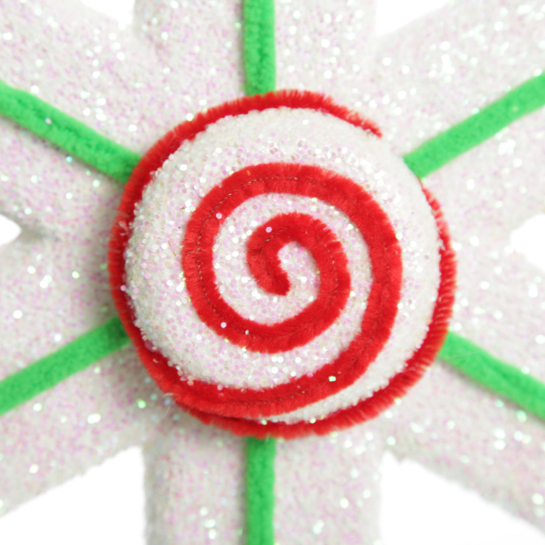 Extra Large White Snowflake with Mint Green Lolly Trim