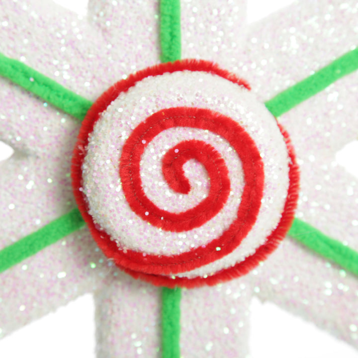 Extra Large White Snowflake with Mint Green Lolly Trim