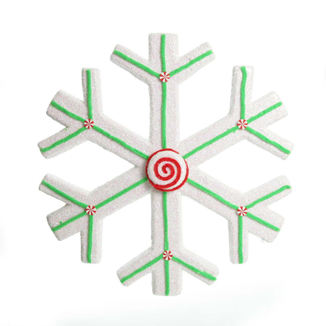 Extra Large White Snowflake with Mint Green Lolly Trim