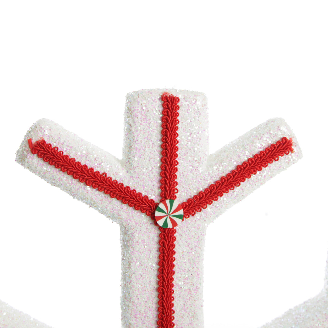 Extra Large White Snowflake with Red Lolly Trim