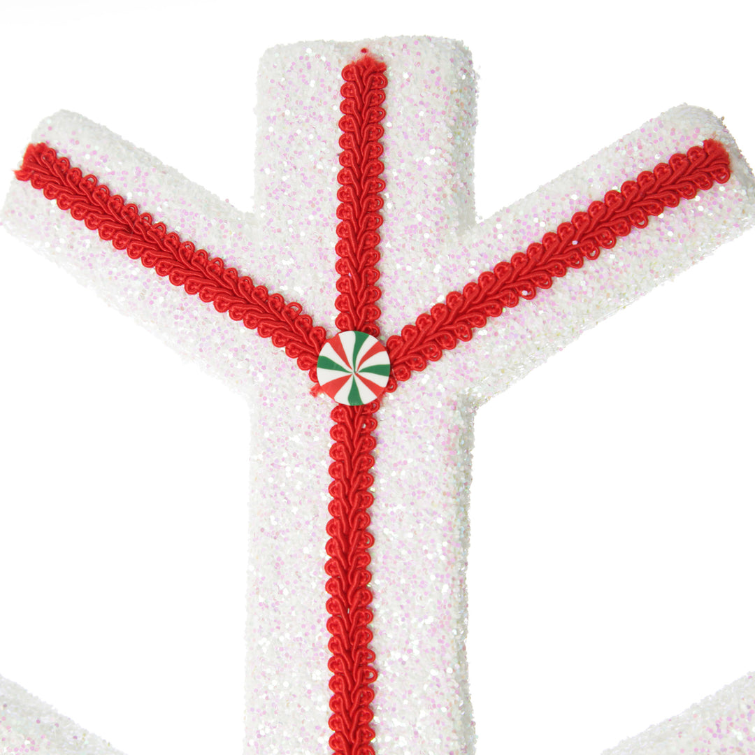 Extra Large White Snowflake with Red Lolly Trim