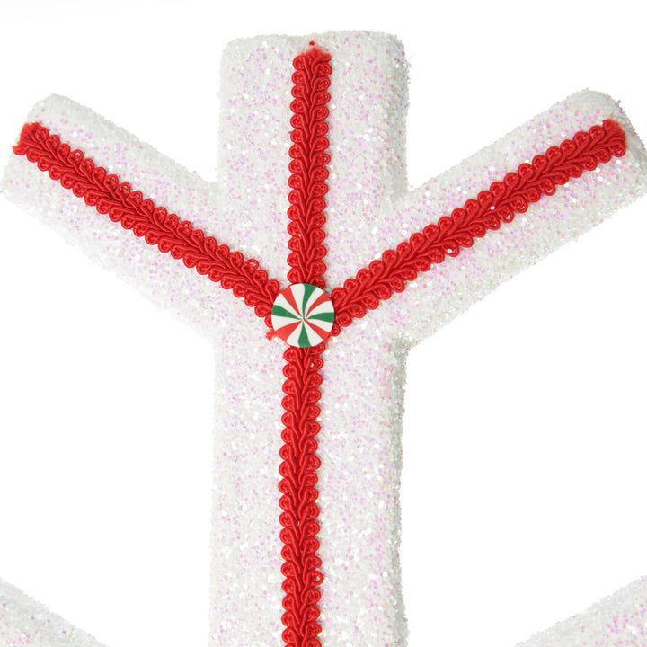 Extra Large White Snowflake with Red Lolly Trim